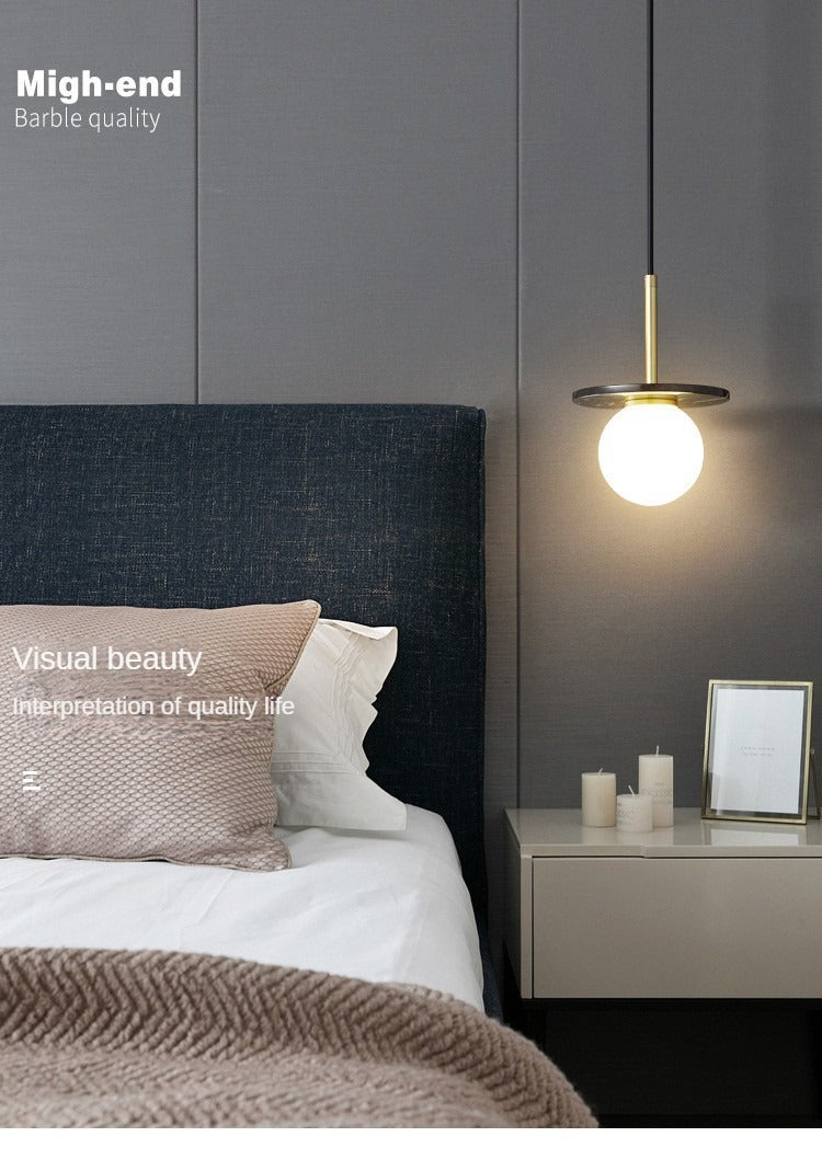 HEIKESZ Nordic Post-Modern Marble Copper Droplight UFO Lamps for Cafe Bar Table Bedroom Bedside Ceiling Lights Chandeliers Light Fixtures