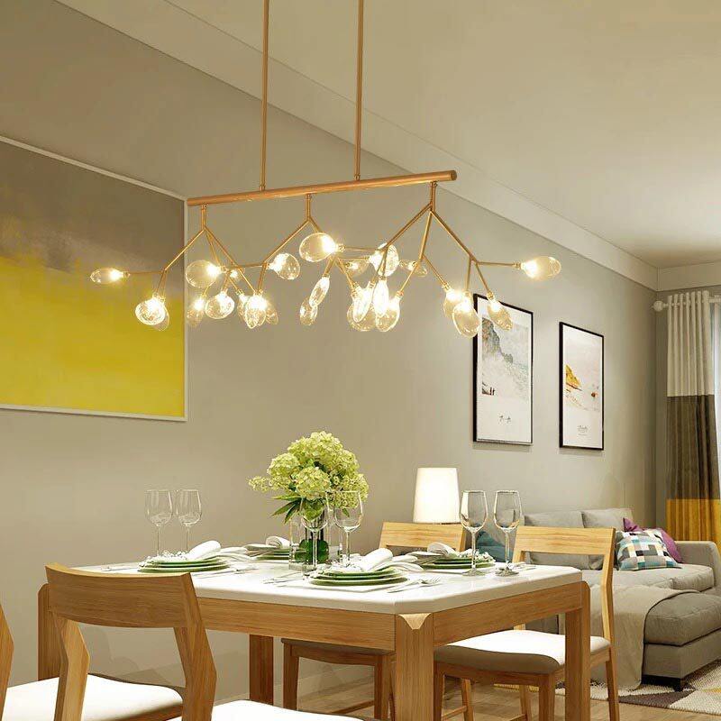 HEIKESZ New Nordic Chandelier Post-Modern Creative Firefly LED Dining Room Ceiling Light Affordable Luxury Lighting for Living Room Bedroom