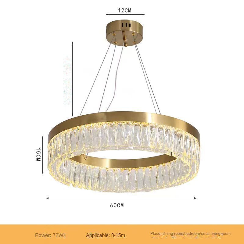 HEIKESZ Modern Luxury Crystal Chandelier Round Stainless Steel Ceiling Light for Living Room Dining Bedroom Hotel Club