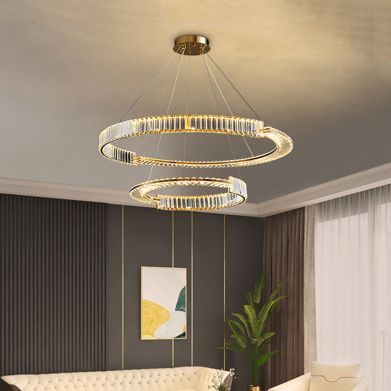 HEIKESZ Luxury Crystal Chandelier Modern Minimalist Pendant Lamp for Master Bedroom Living Room High-End Villa Restaurant