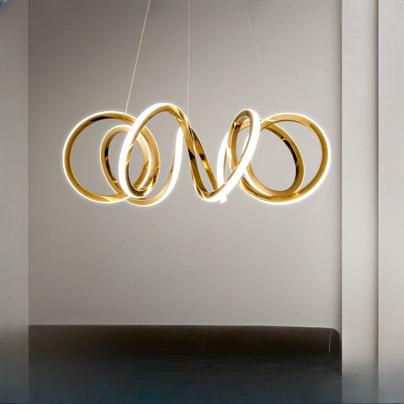 HEIKESZ Spring Ring Chandelier Modern Luxury Stainless Steel Art Light for Living Room Bedroom Dining High End Designer