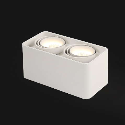 HEIKESZ Square LED Spotlight Open-Mounted Cob Anti-Glare Downlight Household Punch Free Ceiling Lamp