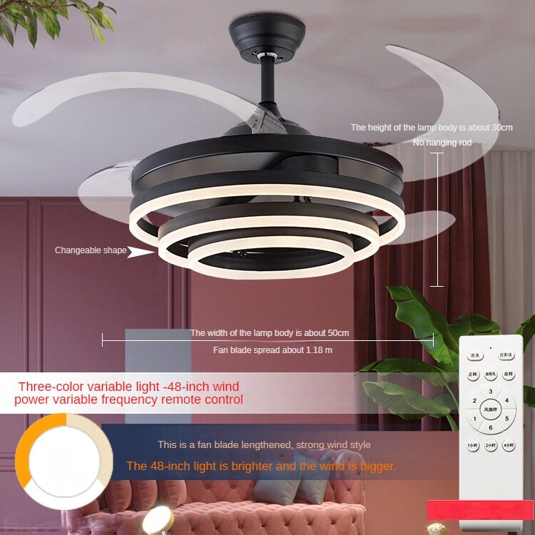 HEIKESZ Modern Nordic Ceiling Fan With LED Light 42 48 Inch Invisible Fan Remote Control For Livingroom Bedroom Restaurant Decor