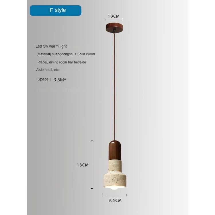 HEIKESZ Silent Style Black Yellow Cave Stone Japanese Bedroom Chandelier Vintage Industrial Lighting for Living Room