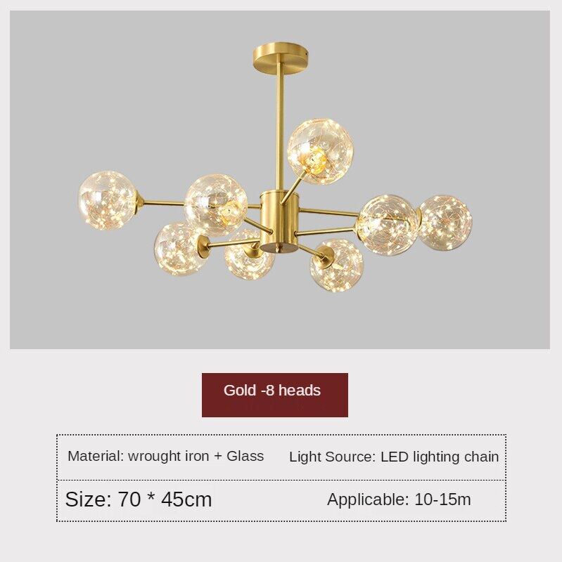 HEIKESZ Nordic Copper Chandelier Modern Minimalist Magic Bean Bubble Lamp for Living Room Dining Room Bedroom Ceiling Light