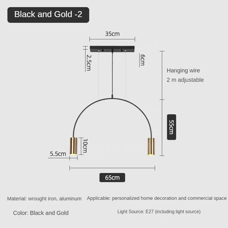 HEIKESZ Luxury Nordic Modern Chandelier Light Creative Arch Dining Table Strip Lamp Internet Celebrity Bar Light