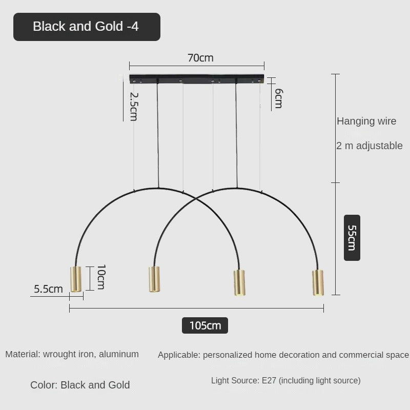 HEIKESZ Luxury Nordic Modern Chandelier Light Creative Arch Dining Table Strip Lamp Internet Celebrity Bar Light