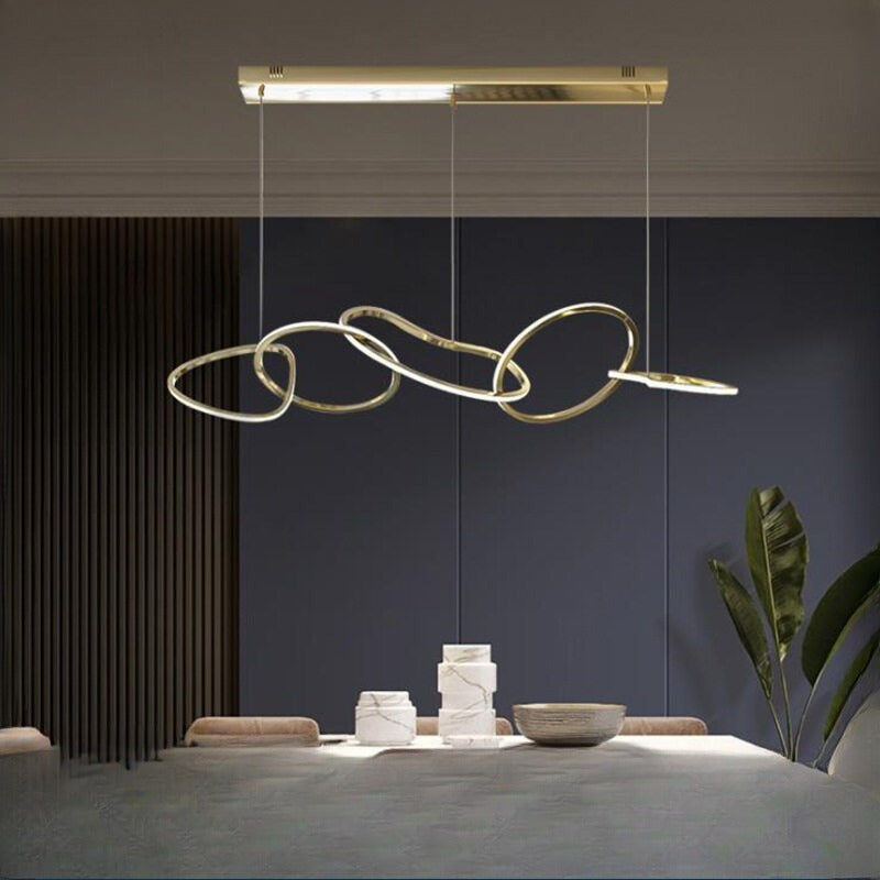 HEIKESZ Modern Stainless Steel Restaurant Chandelier Creative Nordic Table Lamp for Living Room Bedroom Ceiling Light