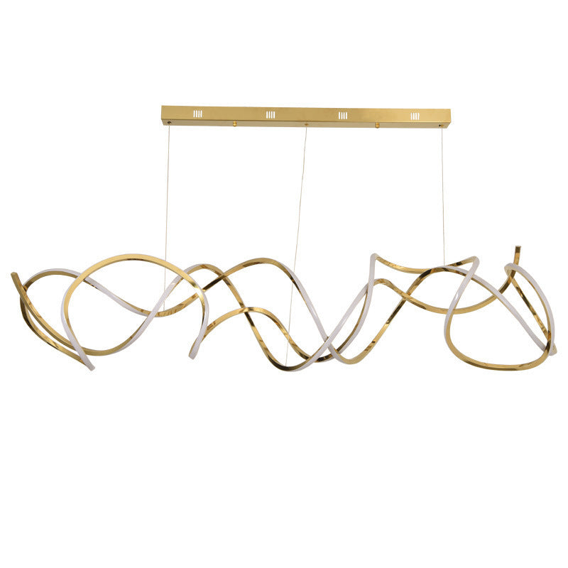 HEIKESZ Modern Stainless Steel Wave Chandelier Luxury Hotel Villa Decorative Lighting Special-Shaped Design