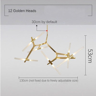 HEIKESZ Nordic Post Modern Tree Branch Chandelier Luxury Industrial Style Living Room Lamp for Home and Restaurant Decor