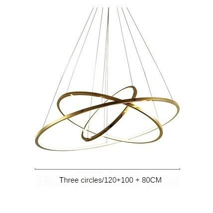 HEIKESZ Modern Ring Chandelier LED Light Minimalist Creative Stainless Steel Line LED Lamp for Living Room Bedroom Kitchen Dining Ceiling