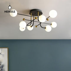 HEIKESZ Nordic Ceiling Lamp Modern Living Room Light Minimalist Italian Design Luxury Bedroom Lighting Magic Bean Lamp