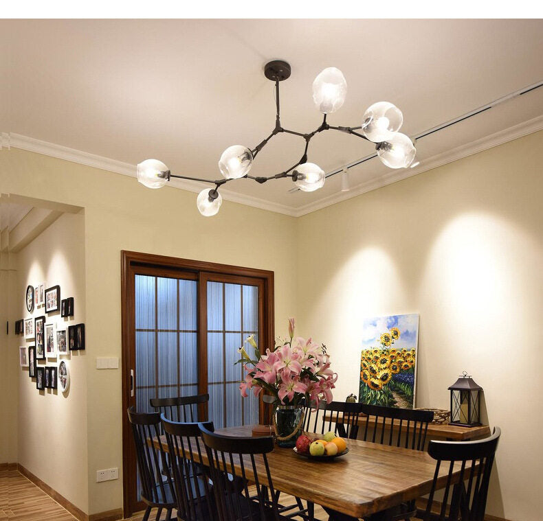 HEIKESZ Post-Modern Chandelier Nordic Golden Molecular Living Room Lighting Creative Glass Lamp for Bedroom Restaurant Ceiling LED Lights