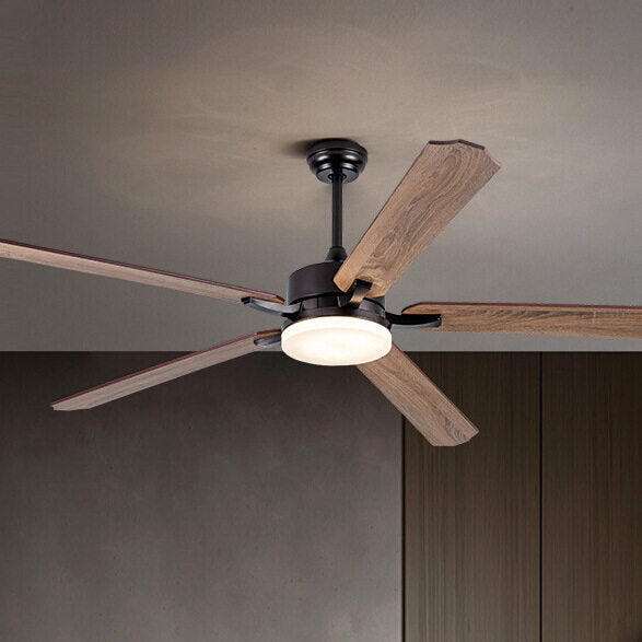 HEIKESZ Large Wind Wooden Leaf Fan Lamp Nordic Living Room Frequency Conversion Commercial Retro Restaurant Industrial Big Fan Chandelier