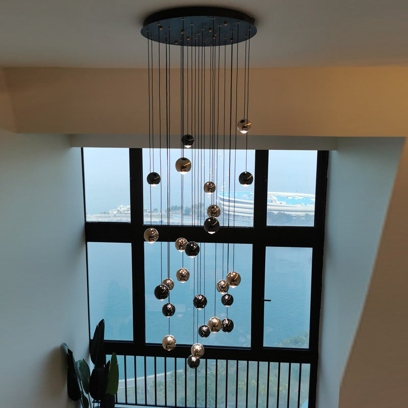 HEIKESZ Luxury Crystal Rotating Staircase Chandelier Modern Minimalist LED Ceiling Light for Living Room Dining Kitchen Bedroom