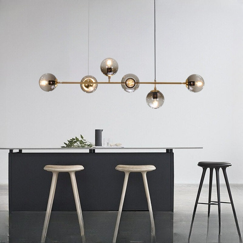 HEIKESZ Modern Minimalist Iron 6-Head Ceiling Lamp for Restaurant Bar Living Room LED Lighting Hanging Chandelier