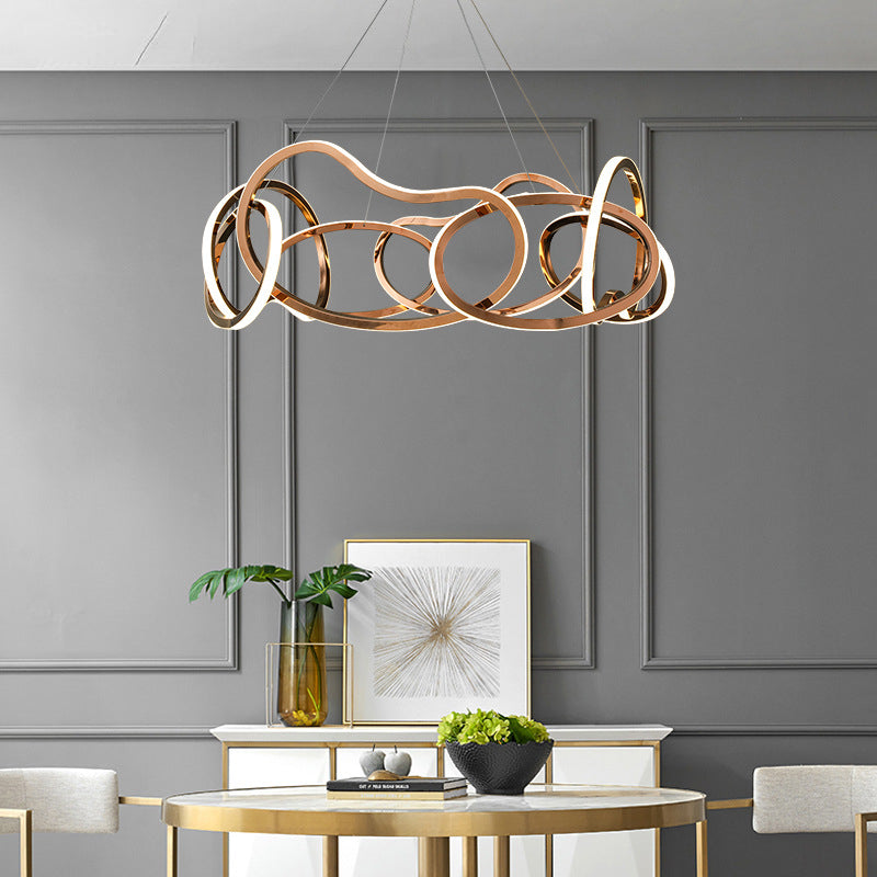 HEIKESZ Modern Simple Chandelier Light Luxury Living Room Dining Room Bedroom Creative Ring Pendant Lamp