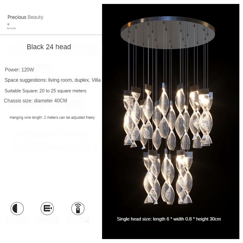 HEIKESZ Modern Minimalist LED Chandelier for Living Room Dining Kitchen Bedroom Luxury Nordic Design Long Pendant Light