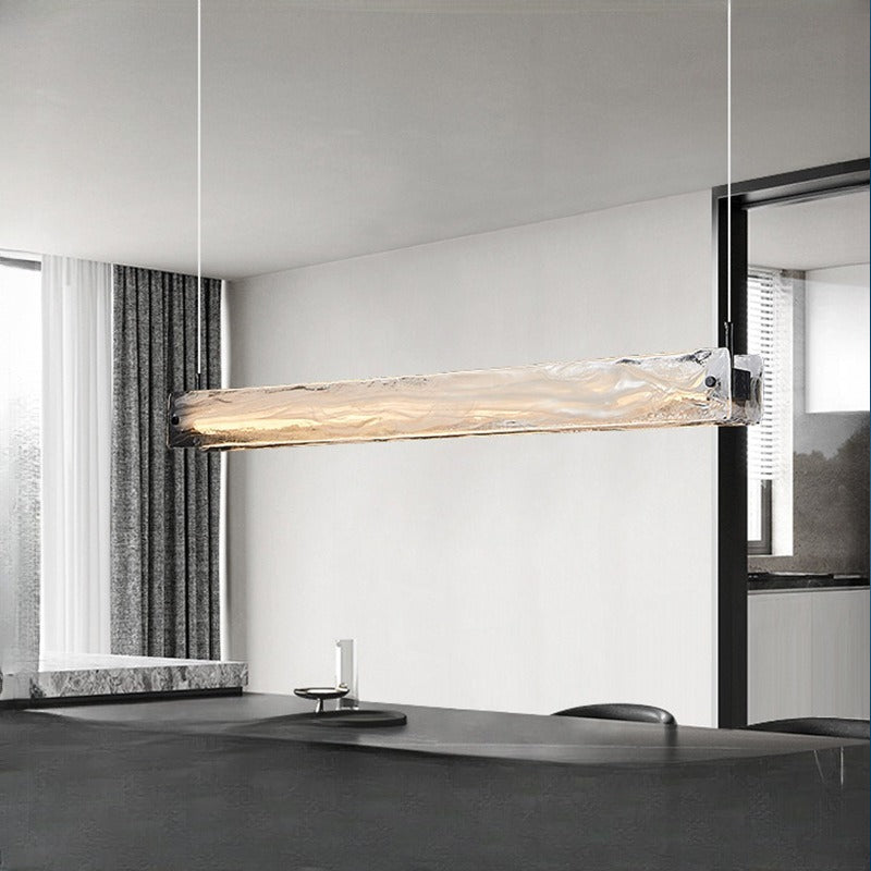 HEIKESZ Italian Minimalist Long Bar Chandelier Light Luxury Cloud Mist Glass Dining Room Bar Table Designer Lighting