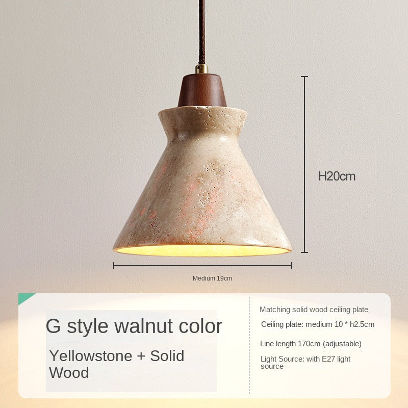 HEIKESZ Cream Style Retro Chandelier Small Droplight for Bedside Dining Room Bar Counter Yellow Cave Stone Design