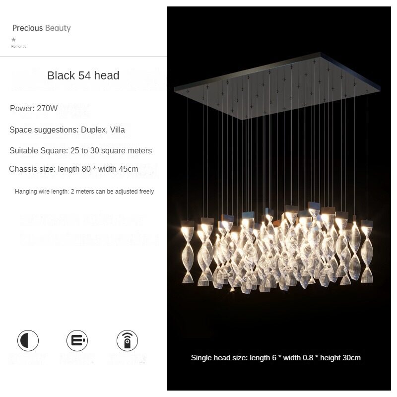 HEIKESZ Modern Minimalist LED Chandelier for Living Room Dining Kitchen Bedroom Luxury Nordic Design Long Pendant Light