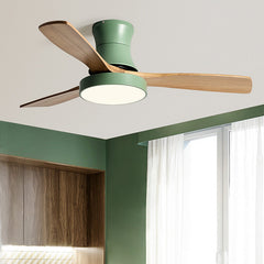 HEIKESZ Nordic Solid Wood Fan Lamp Large Wind Ceiling Fan for Dining Room Living Room Simple Mute Design