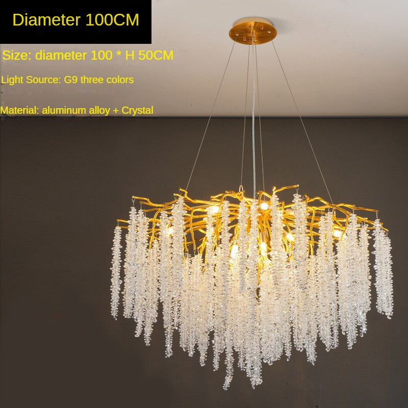 HEIKESZ Modern Crystal Chandelier Luxury Water Drop Branch Design for Living Room Dining Room Bedroom Villa Lighting