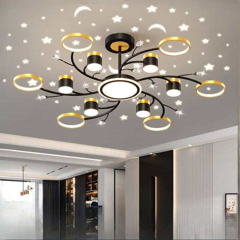 HEIKESZ Modern Starry Sky Projection Ceiling Lamp for Living Room Bedroom Coffee Shop Nordic Style Star Light