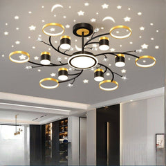 HEIKESZ Modern Starry Sky Projection Ceiling Lamp for Living Room Bedroom Coffee Shop Nordic Style Star Light