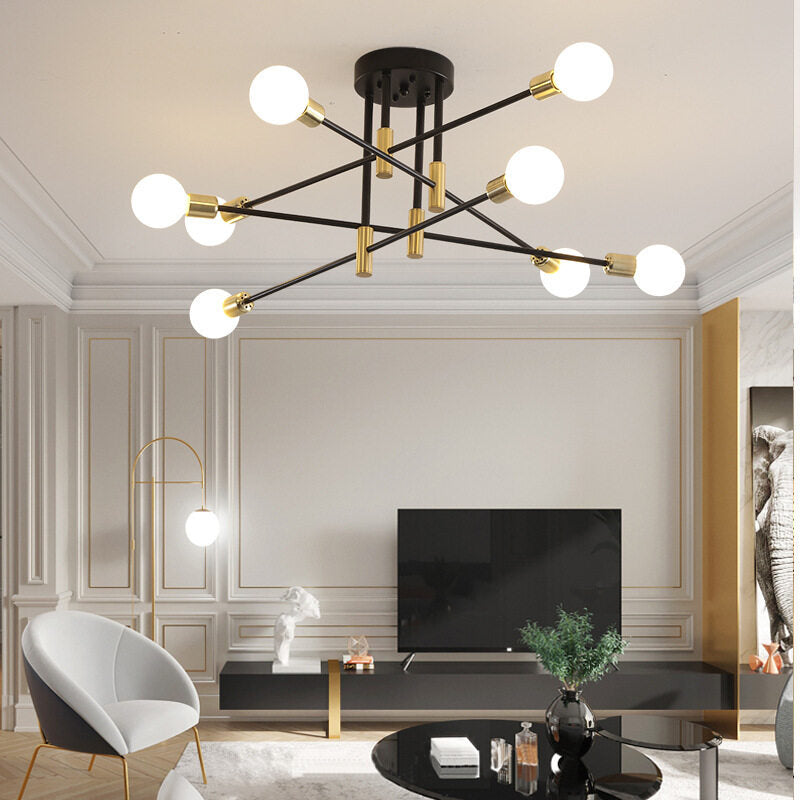 HEIKESZ Nordic Luxury Chandelier Modern Ceiling Lamp Wrought Iron LED Light for Living Room Bedroom Dining Room Warm Lighting