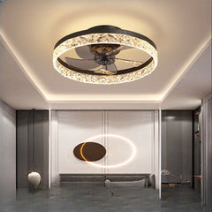 Nordic Modern Ceiling Fan Light Simple Round Frequency Conversion Fan Lamp with LED Lighting for Home Office Bedroom