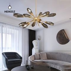 HEIKESZ Nordic Post-Modern Glass Chandelier Creative Art Lighting for Living Room Bedroom Study Simple Atmosphere