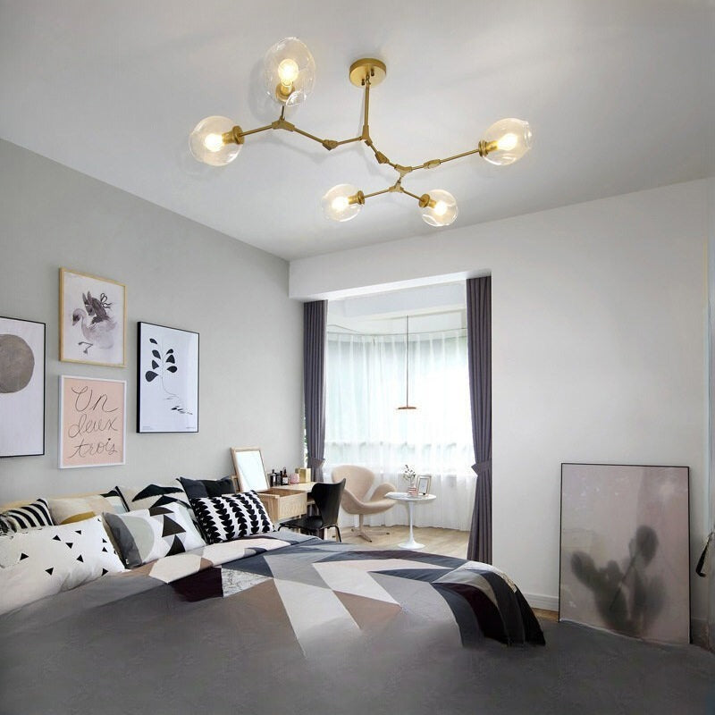 HEIKESZ Post-Modern Chandelier Nordic Golden Molecular Living Room Lighting Creative Glass Lamp for Bedroom Restaurant Ceiling LED Lights