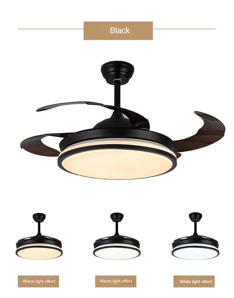 HEIKESZ Ultra-Thin Ceiling Fan Light Invisible Integrated Modern Minimalist Chandelier for Living Room Bedroom Dining Room