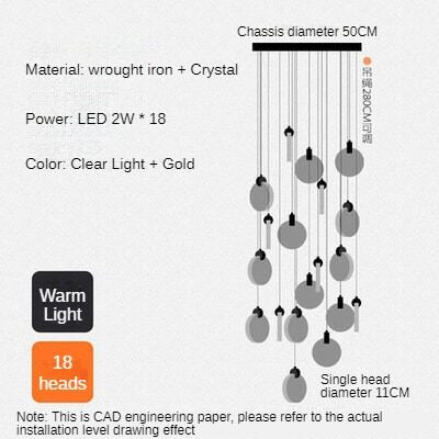 HEIKESZ Modern Minimalist Crystal Long Chandelier for Staircase Loft Villa Nordic LED Ceiling Light Dining Living Room Bedroom Pendant