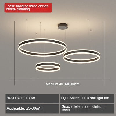 HEIKESZ Modern Black Art Ring Chandelier Luxury Living Room Light for Duplex Loft Villa