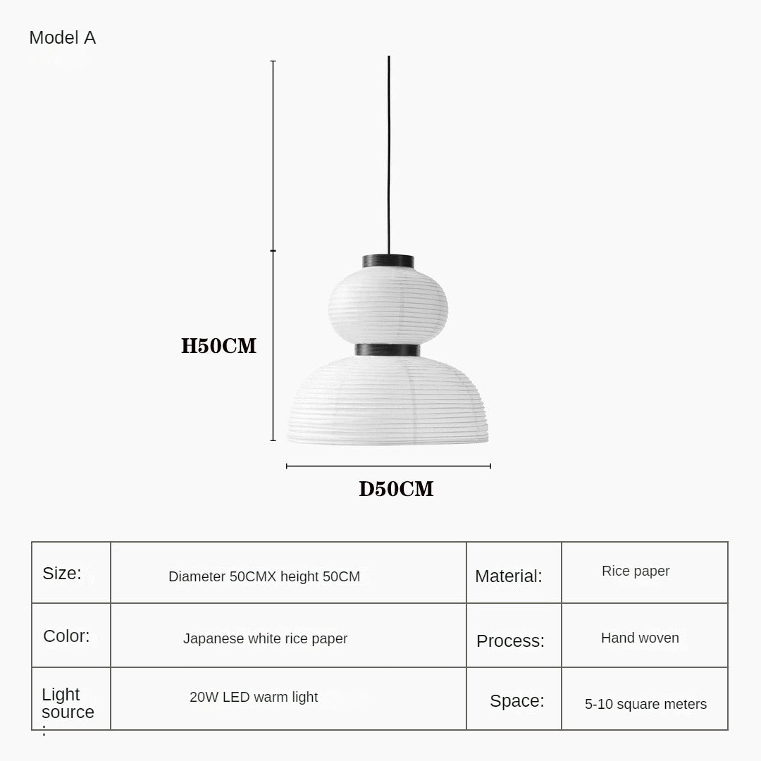 HEIKESZ Japanese-Style Xuan Paper Chandelier Nordic Simple Modern Living Room Study Chinese Style Lamp