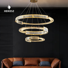 HEIKESZ Luxury Crystal Chandelier Modern Minimalist Pendant Lamp for Master Bedroom Living Room High-End Villa Restaurant