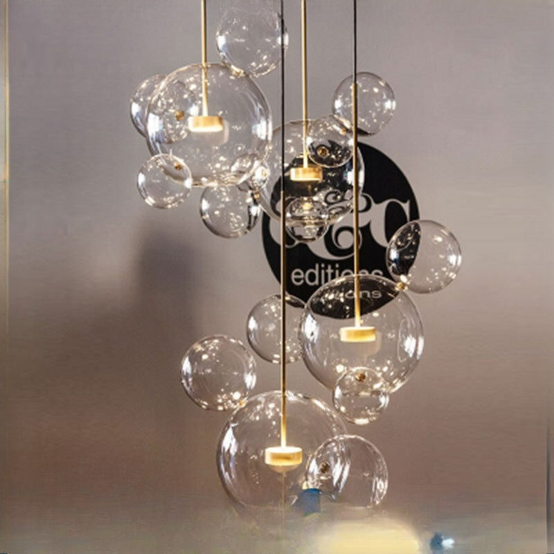HEIKESZ Nordic Creative Post Modern Art Magic Bean Bubble Lamp Mickey Glass Chandelier for Living Room Bedroom Dining LED Lighting