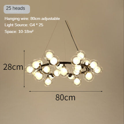 HEIKESZ Nordic Modern Minimalist Magic Bean Glass Bubble Ball Chandelier Warm Lighting for Living Room Bedroom Dining Room Ceiling Lamps
