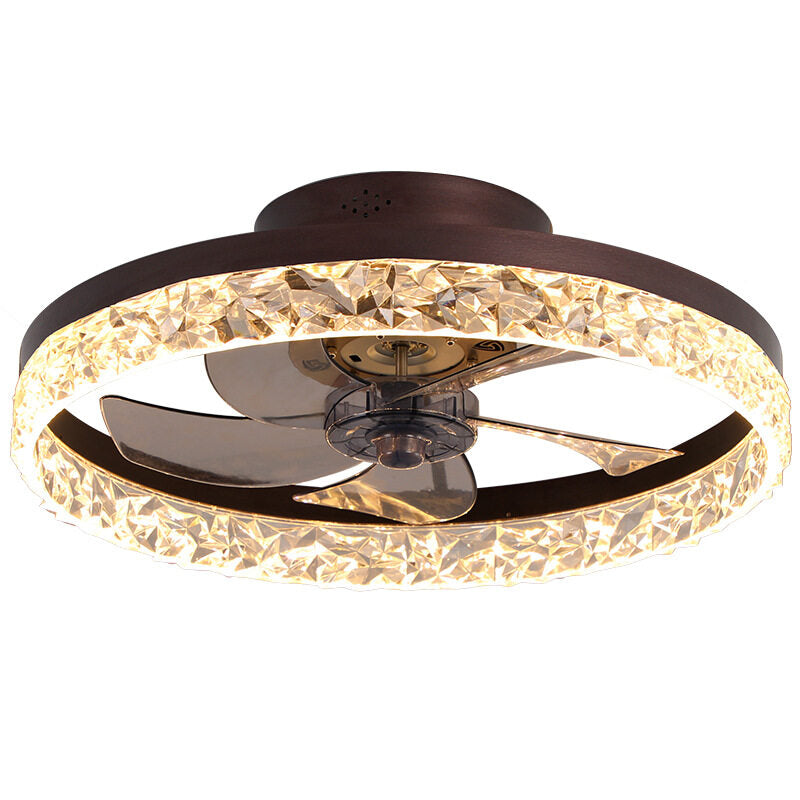 Nordic Modern Ceiling Fan Light Simple Round Frequency Conversion Fan Lamp with LED Lighting for Home Office Bedroom