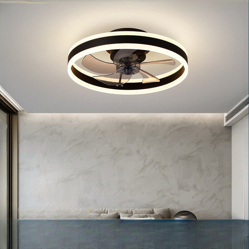 HEIKESZ LED Ceiling Fan Light Nordic Modern Design Invisible Fan Lamp for Bedroom Dining Room Balcony One-year Warranty  Energy Saving