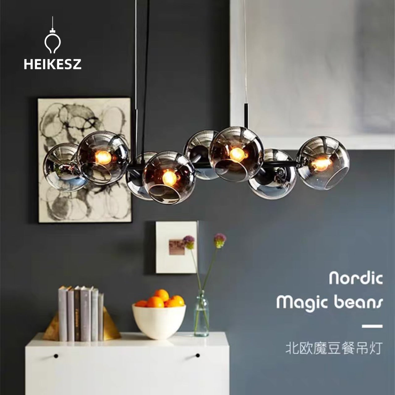 HEIKESZ Luxury Nordic Glass Ball Chandelier Creative Molecular Bubble Light for Bedroom Dining Living Room