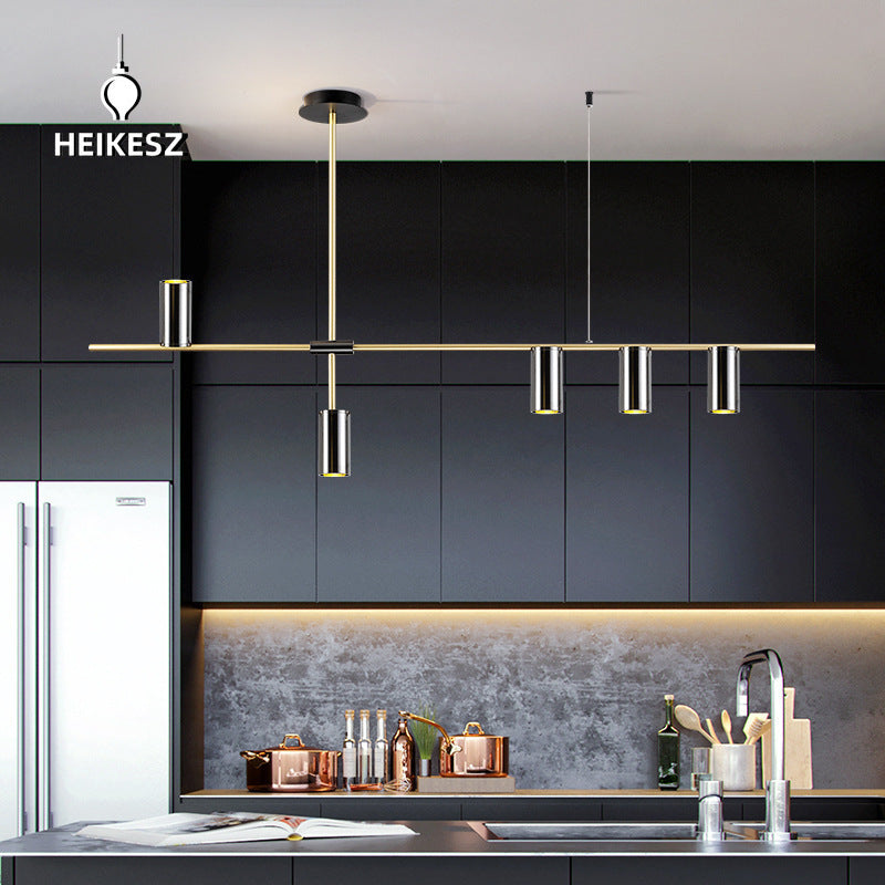 HEIKESZ Modern Minimalist One-Word Strip Chandelier for Dining Room Living Room Creative Lighting