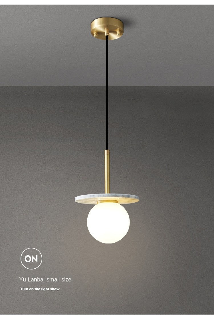 HEIKESZ Nordic Post-Modern Marble Copper Droplight UFO Lamps for Cafe Bar Table Bedroom Bedside Ceiling Lights Chandeliers Light Fixtures