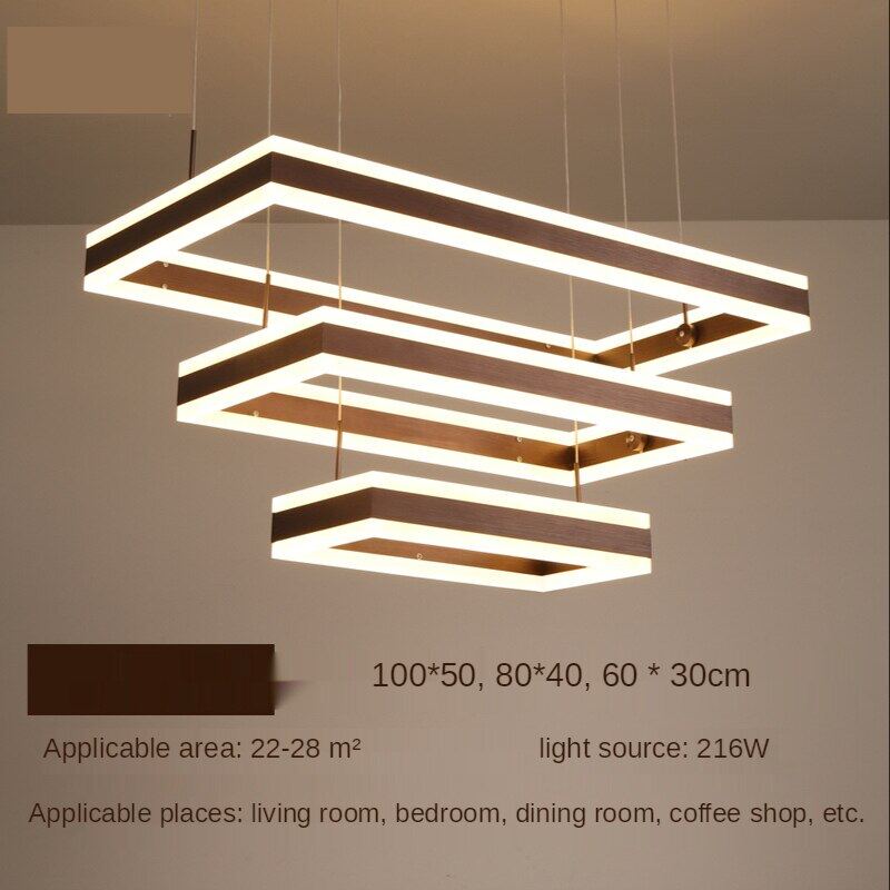 HEIKESZ Modern Aluminum Chandelier for Living Room Bedroom Restaurant Warm Light Creative Rectangular Ceiling Lamp