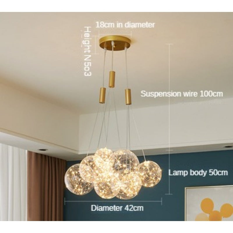HEIKESZ Nordic Glass Hanging Lamp Minimalist Starry Soap Bubble Ball Lighting for Living Room Bedroom Restaurant Decor