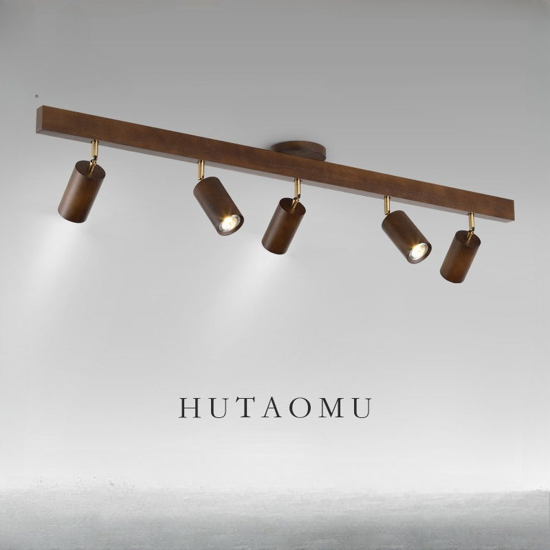 HEIKESZ New Chinese Japanese Style Solid Wood Spotlight Log Living Room Bedroom Headless Lamp TV Background Wall Open Mounted Ceiling Light