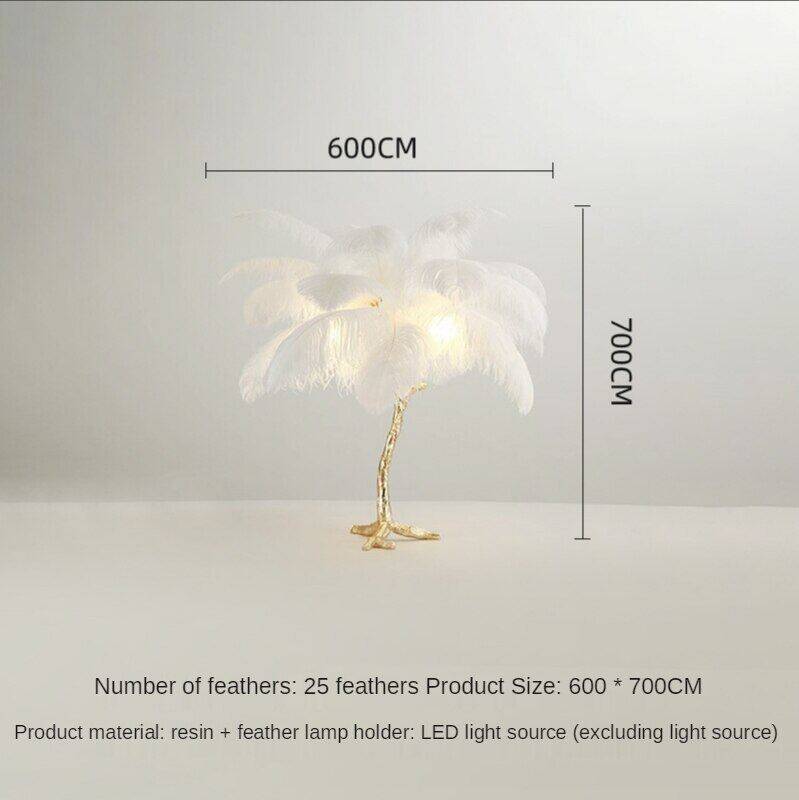 HEIKESZ Resin Feather Floor Lamp for Living Room Bedroom Nordic Style Atmosphere Light Luxury Copper Base Ins Trendy Lighting