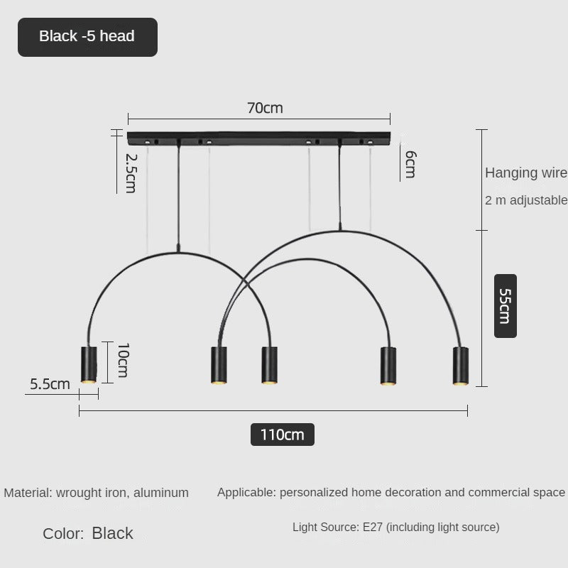 HEIKESZ Luxury Nordic Modern Chandelier Light Creative Arch Dining Table Strip Lamp Internet Celebrity Bar Light